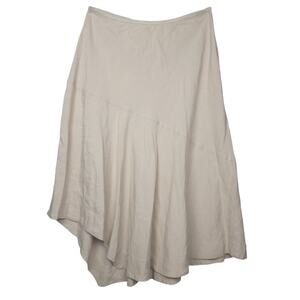 Zozo Women's Asymmetrical Linen Midi Skirt Sz 14 Stretch High Rise Boho Festival